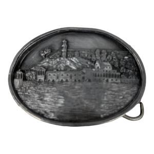 Siskiyou Vintage 1990 Fairmount Waterworks Belt Buckle and Leather Belt